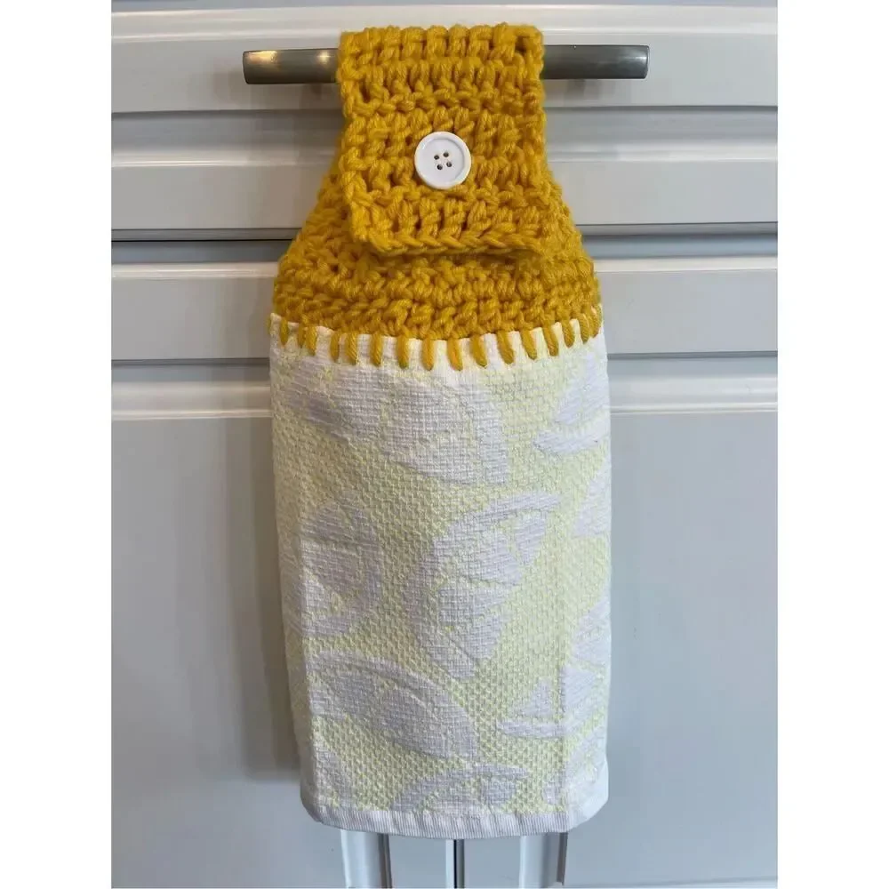 Crochet Top Kitchen Towel- Lemon Slices green topper